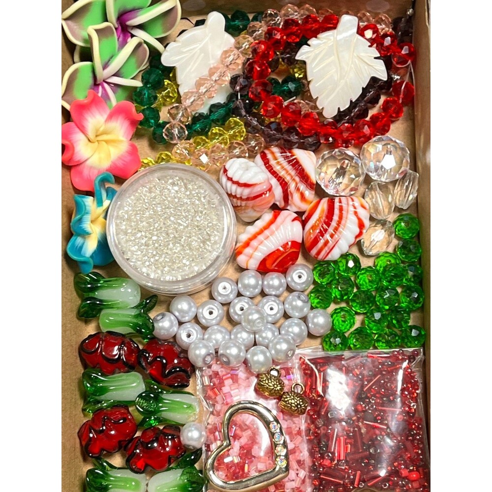 VTG - Now Jewelry Crafting Bead Lot Glass Lampwork Crystal MOP Colorful Art Mix